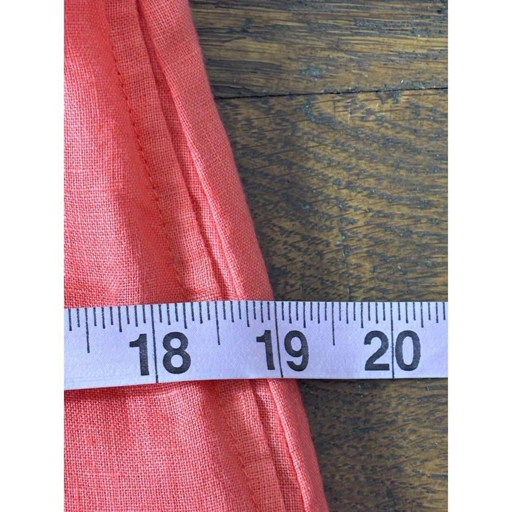 Haris Cotton Greece Pink Linen Ruffle V-Detail Shift Dress Womens Small Coral - Picture 7 of 12